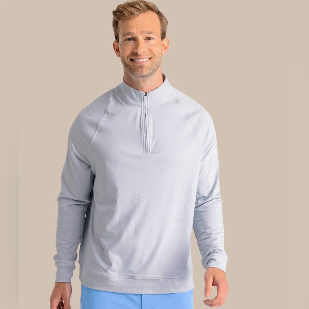 Southern Tide Cruiser Heather Quarter Zip Pullover, XL $128